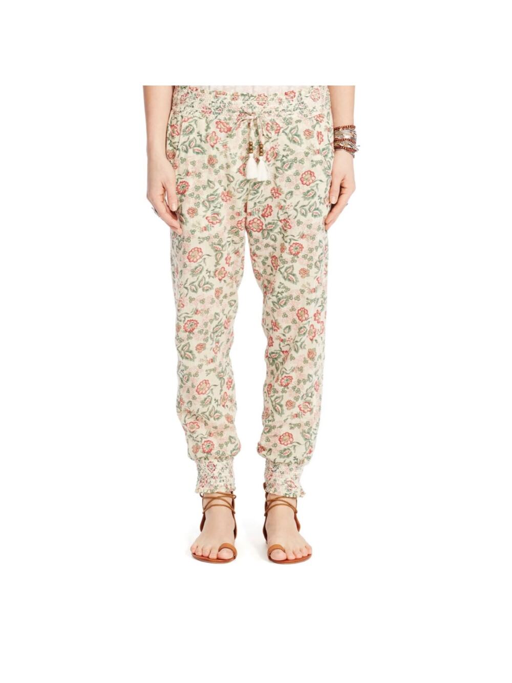 Ralph Lauren Denim & Supply Ivory Floral Pants Small Boho Crunchy Hippie Casual